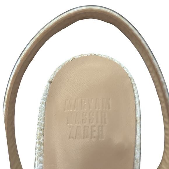 Maryam Nassir Zadeh Flora Slingback Sandal Women's 10.5 Metallic Beige Snakeskin - Picture 4 of 6